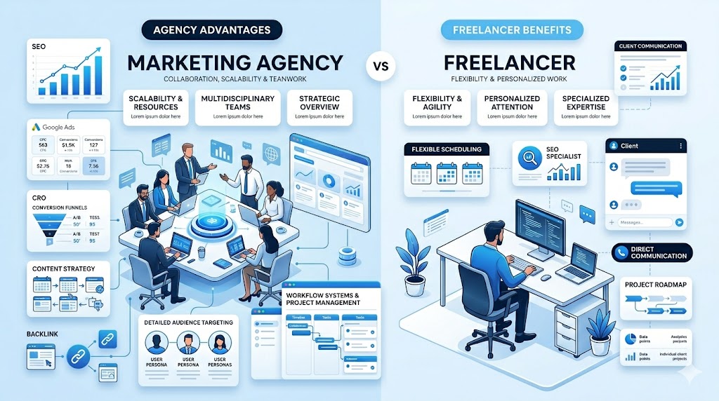 SaaS marketing agency vs freelancer
